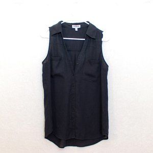 Express The Portofino Shirt Black Button Down Collared Sleeveless Blouse